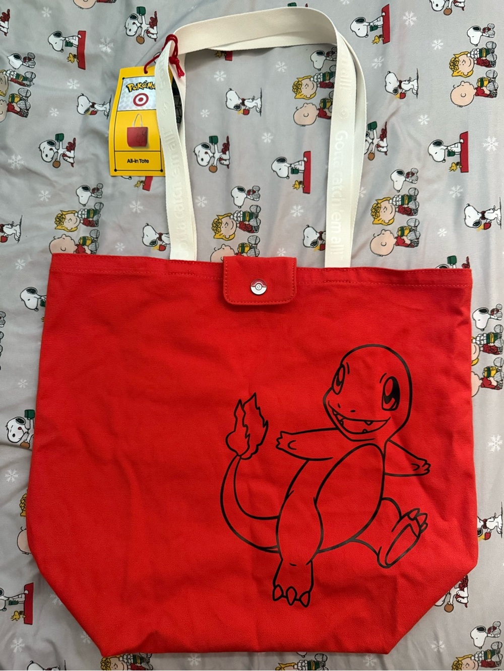 Target x Pokémon Collab - Red Charmander Canvas Tote Bag with Cream Straps